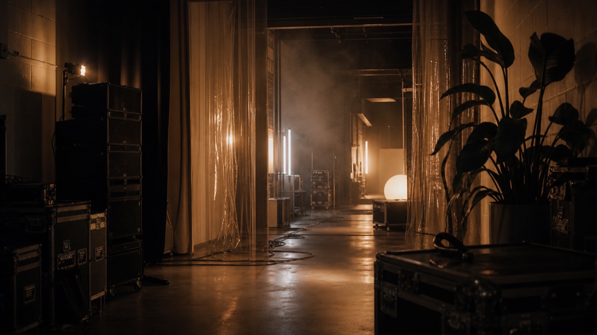Soft backstage hallway